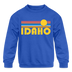 Idaho Youth Sweatshirt - Retro Sunrise Youth Idaho Crewneck Sweatshirt - royal blue