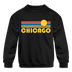 Chicago, Illinois Youth Sweatshirt - Retro Sunrise Youth Chicago Crewneck Sweatshirt - black
