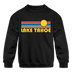Lake Tahoe, California Youth Sweatshirt - Retro Sunrise Youth Lake Tahoe Crewneck Sweatshirt - black