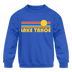 Lake Tahoe, California Youth Sweatshirt - Retro Sunrise Youth Lake Tahoe Crewneck Sweatshirt - royal blue
