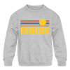 Maine Youth Sweatshirt - Retro Sunrise Youth Maine Crewneck Sweatshirt - heather gray