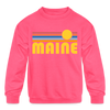 Maine Youth Sweatshirt - Retro Sunrise Youth Maine Crewneck Sweatshirt