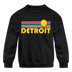 Detroit, Michigan Youth Sweatshirt - Retro Sunrise Youth Detroit Crewneck Sweatshirt - black