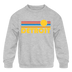 Detroit, Michigan Youth Sweatshirt - Retro Sunrise Youth Detroit Crewneck Sweatshirt - heather gray