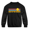 Lake of the Ozarks, Missouri Youth Sweatshirt - Retro Sunrise Youth Lake of the Ozarks Crewneck Sweatshirt - black