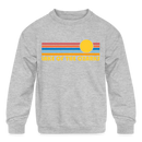 Lake of the Ozarks, Missouri Youth Sweatshirt - Retro Sunrise Youth Lake of the Ozarks Crewneck Sweatshirt - heather gray
