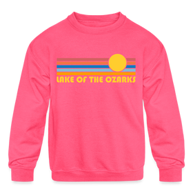 Lake of the Ozarks, Missouri Youth Sweatshirt - Retro Sunrise Youth Lake of the Ozarks Crewneck Sweatshirt