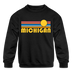 Michigan Youth Sweatshirt - Retro Sunrise Youth Michigan Crewneck Sweatshirt - black
