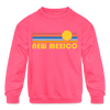 New Mexico Youth Sweatshirt - Retro Sunrise Youth New Mexico Crewneck Sweatshirt - neon pink