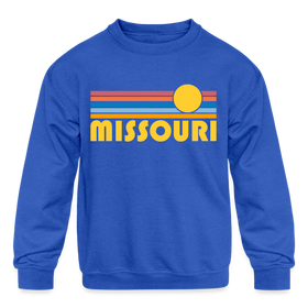 Missouri Youth Sweatshirt - Retro Sunrise Youth Missouri Crewneck Sweatshirt