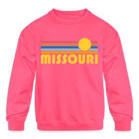 Missouri Youth Sweatshirt - Retro Sunrise Youth Missouri Crewneck Sweatshirt