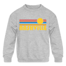 Nashville, Tennessee Youth Sweatshirt - Retro Sunrise Youth Nashville Crewneck Sweatshirt - heather gray
