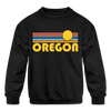 Oregon Youth Sweatshirt - Retro Sunrise Youth Oregon Crewneck Sweatshirt - black
