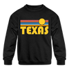 Texas Youth Sweatshirt - Retro Sunrise Youth Texas Crewneck Sweatshirt - black