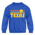 Texas Youth Sweatshirt - Retro Sunrise Youth Texas Crewneck Sweatshirt - royal blue