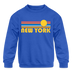 New York, New York Youth Sweatshirt - Retro Sunrise Youth New York Crewneck Sweatshirt - royal blue