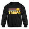 Tampa, Florida Youth Sweatshirt - Retro Sunrise Youth Tampa Crewneck Sweatshirt - black