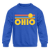 Ohio Youth Sweatshirt - Retro Sunrise Youth Ohio Crewneck Sweatshirt - royal blue