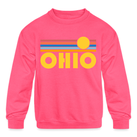 Ohio Youth Sweatshirt - Retro Sunrise Youth Ohio Crewneck Sweatshirt