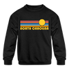 North Carolina Youth Sweatshirt - Retro Sunrise Youth North Carolina Crewneck Sweatshirt - black