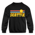 Seattle, Washington Youth Sweatshirt - Retro Sunrise Youth Seattle Crewneck Sweatshirt - black