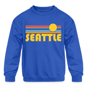 Seattle, Washington Youth Sweatshirt - Retro Sunrise Youth Seattle Crewneck Sweatshirt