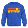 St. Louis, Missouri Youth Sweatshirt - Retro Sunrise Youth St. Louis Crewneck Sweatshirt - royal blue