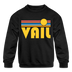 Vail, Colorado Youth Sweatshirt - Retro Sunrise Youth Vail Crewneck Sweatshirt - black