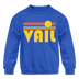 Vail, Colorado Youth Sweatshirt - Retro Sunrise Youth Vail Crewneck Sweatshirt - royal blue