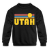 Utah Youth Sweatshirt - Retro Sunrise Youth Utah Crewneck Sweatshirt - black