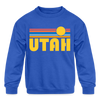 Utah Youth Sweatshirt - Retro Sunrise Youth Utah Crewneck Sweatshirt - royal blue