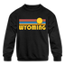 Wyoming Youth Sweatshirt - Retro Sunrise Youth Wyoming Crewneck Sweatshirt - black