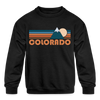 Colorado Youth Sweatshirt - Retro Mountain Youth Colorado Crewneck Sweatshirt - black