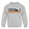 Colorado Youth Sweatshirt - Retro Mountain Youth Colorado Crewneck Sweatshirt - heather gray