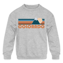 Colorado Youth Sweatshirt - Retro Mountain Youth Colorado Crewneck Sweatshirt - heather gray