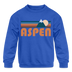 Aspen, Colorado Youth Sweatshirt - Retro Mountain Youth Aspen Crewneck Sweatshirt - royal blue