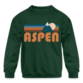 Aspen, Colorado Youth Sweatshirt - Retro Mountain Youth Aspen Crewneck Sweatshirt