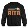 Alta, Utah Youth Sweatshirt - Retro Mountain Youth Alta Crewneck Sweatshirt