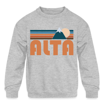 Alta, Utah Youth Sweatshirt - Retro Mountain Youth Alta Crewneck Sweatshirt - heather gray