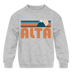 Alta, Utah Youth Sweatshirt - Retro Mountain Youth Alta Crewneck Sweatshirt - heather gray