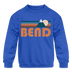 Bend, Oregon Youth Sweatshirt - Retro Mountain Youth Bend Crewneck Sweatshirt - royal blue