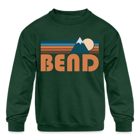 Bend, Oregon Youth Sweatshirt - Retro Mountain Youth Bend Crewneck Sweatshirt