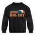 Big Sky, Montana Youth Sweatshirt - Retro Mountain Youth Big Sky Crewneck Sweatshirt - black