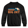 Big Sky, Montana Youth Sweatshirt - Retro Mountain Youth Big Sky Crewneck Sweatshirt