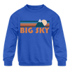 Big Sky, Montana Youth Sweatshirt - Retro Mountain Youth Big Sky Crewneck Sweatshirt