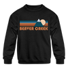Beaver Creek, Colorado Youth Sweatshirt - Retro Mountain Youth Beaver Creek Crewneck Sweatshirt - black