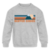 Beaver Creek, Colorado Youth Sweatshirt - Retro Mountain Youth Beaver Creek Crewneck Sweatshirt - heather gray