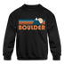 Boulder, Colorado Youth Sweatshirt - Retro Mountain Youth Boulder Crewneck Sweatshirt - black