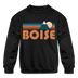 Boise, Idaho Youth Sweatshirt - Retro Mountain Youth Boise Crewneck Sweatshirt - black