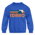 Idaho Youth Sweatshirt - Retro Mountain Youth Idaho Crewneck Sweatshirt - royal blue